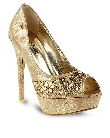 MISS BLACK GISELA Heels :GOLD : uk/sa women  size 5 : new in box