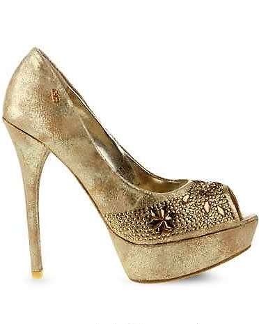 MISS BLACK GISELA Heels :GOLD : uk/sa women  size 5 : new in box