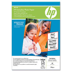 HP Everyday Photo Paper. 100 semi gloss sheets. .10x15cm One day special