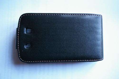 BLACKBERRY 9800 (TORCH)FLIP LEATHER POUCH : PHONE CAN SLIDE WHILE IN PLASTIC FRAME INSIDE POUCH