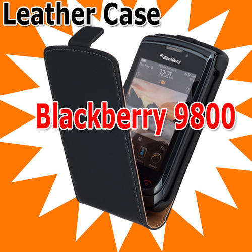 BLACKBERRY 9800 (TORCH)FLIP LEATHER POUCH : PHONE CAN SLIDE WHILE IN PLASTIC FRAME INSIDE POUCH