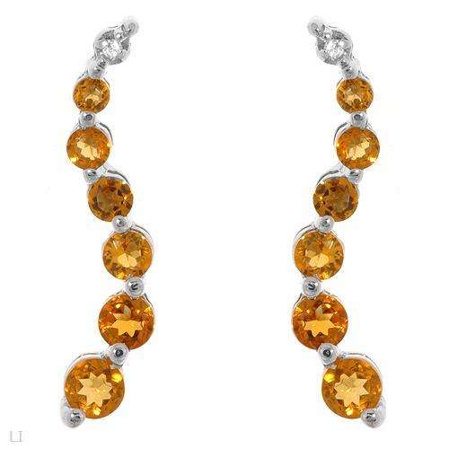 New Journey Earrings With 0.65ctw  GENUINE DIAMONDS  and CITRINES in WHITE GOLD