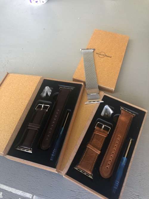 Genuine leather  and  Milanese magnetic loop Apple Watch 42mm bands.