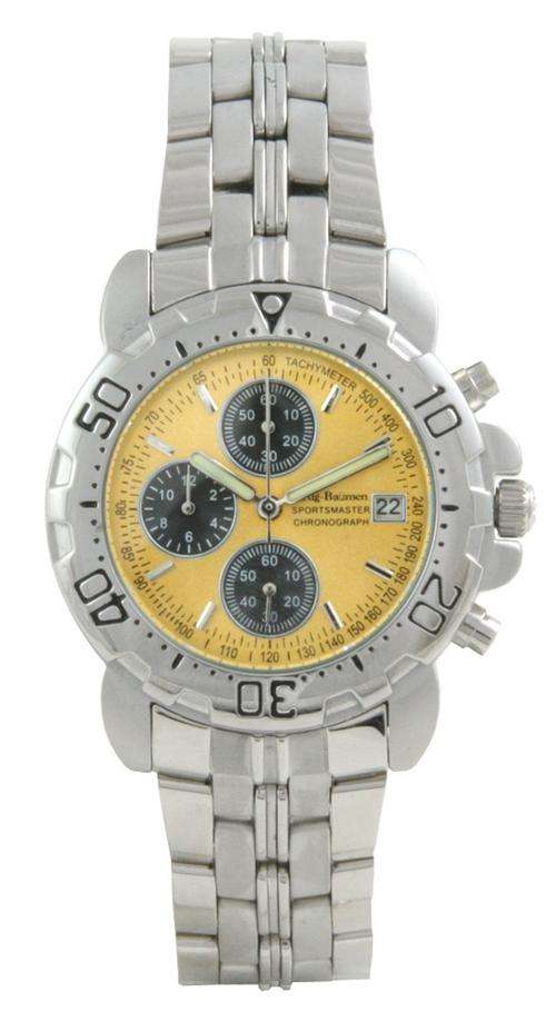 BRAND NEW & GENIUNE KRUG BAUMEN CHRONOGRAPH SPORTSMASTER YELLOW FACE WATCH