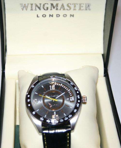 Brand New London WINGMASTER Designer Mens watch - Leather strap