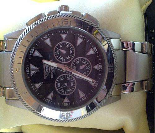 Brand New MENS WINGMASTER Designer watch from LONDON - Silver Strap & Black Face