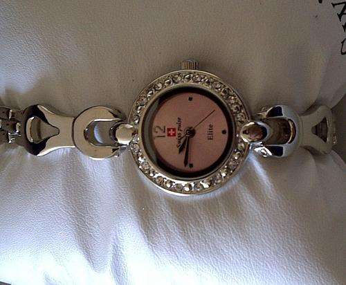 Brand New Ladies Swiss Pulse Designer Bracelet Watch - Pink face & Silver strap