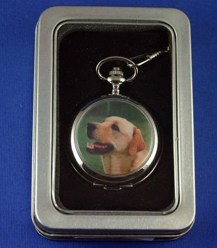 Brand New Labrador Dog pocket watch in tin - NO RESERVE - BARGAIN