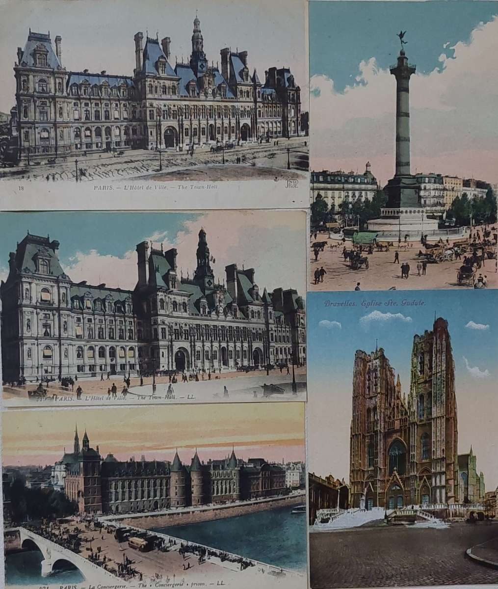 5 x Vintage Paris, France Postcards