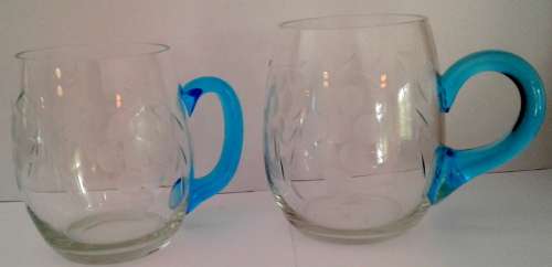 Beer Glass etched with grape design (two)