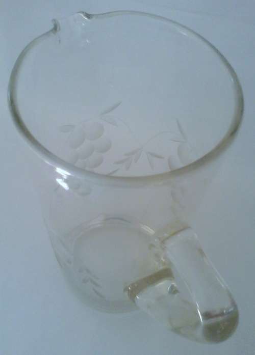 Tall Glass Etched Pitcher (Grape and leaf design)