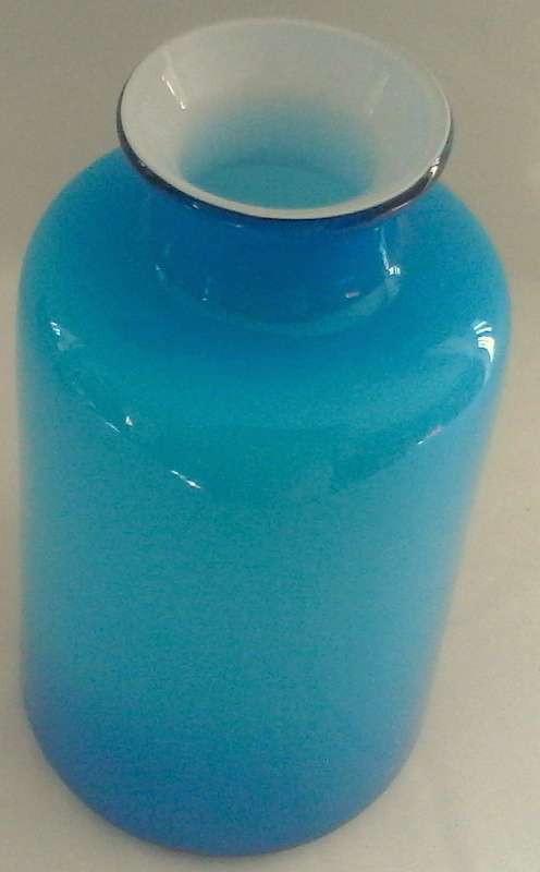 Large Turquoise white cased vase