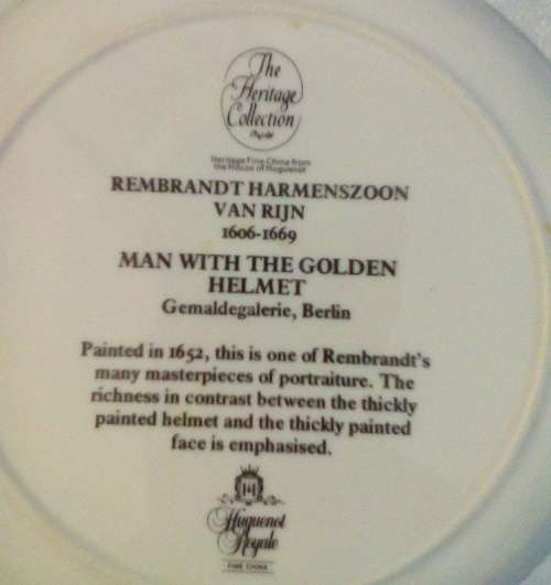 The Heritage Collection - Huguenot Royal - Rembrandt Van Rijn 1601 - 1669 MAN WITH THE GOLDEN HELMET