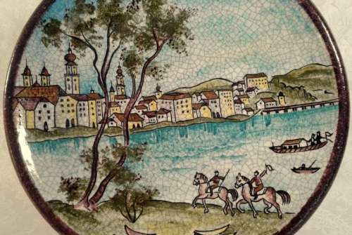 Vintage large German wall plate (Exquisite Mosaic like effect)