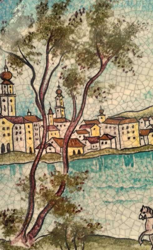 Vintage large German wall plate (Exquisite Mosaic like effect)