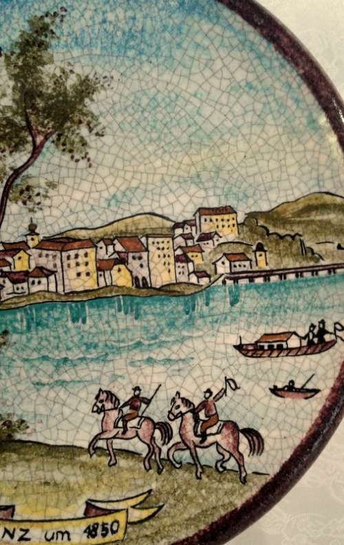 Vintage large German wall plate (Exquisite Mosaic like effect)