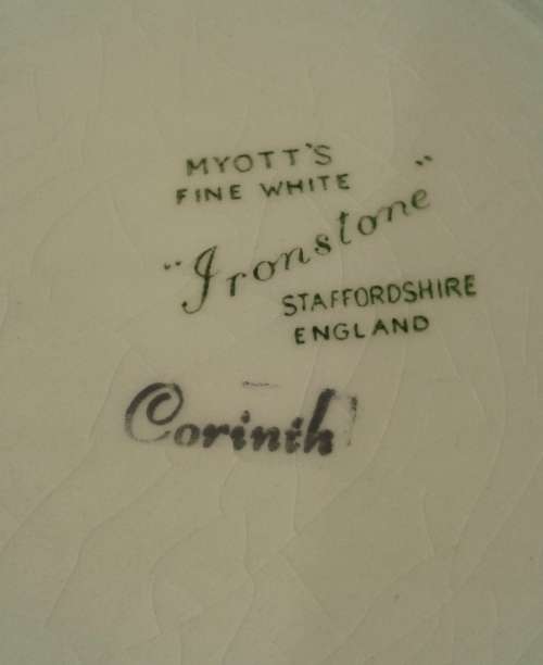 Four Myott's Fine White ''Ironstone'' Staffordshire England, Corinih (please read description)