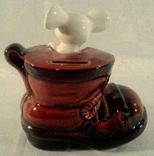 Vintage mouse and shoe money box (please read description)