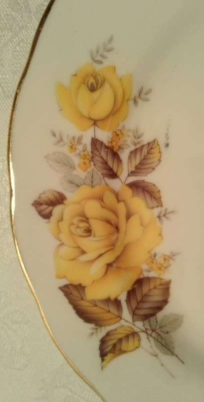 Vintage Queen Anne Trio - Yellow Roses with Gold Edging