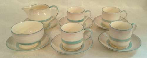 Greys Pottery (Stoke-on-trent) 1930`S Blue Stripe Pattern Demi Set