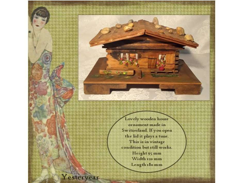 Vintage wooden music box house - Made in Switzerland