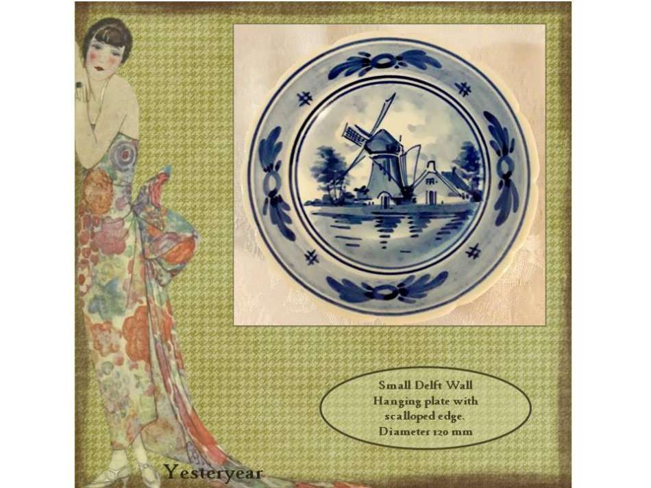 Small Wall Hanging Windmill Scene Delft Plate