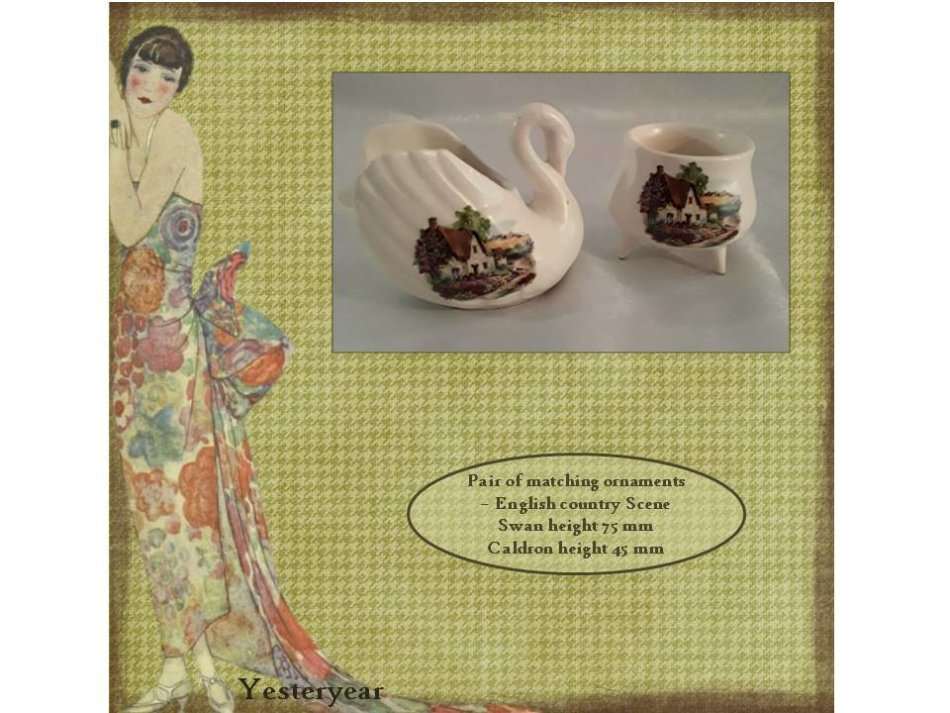 Pair of matching ornaments  English country Scene