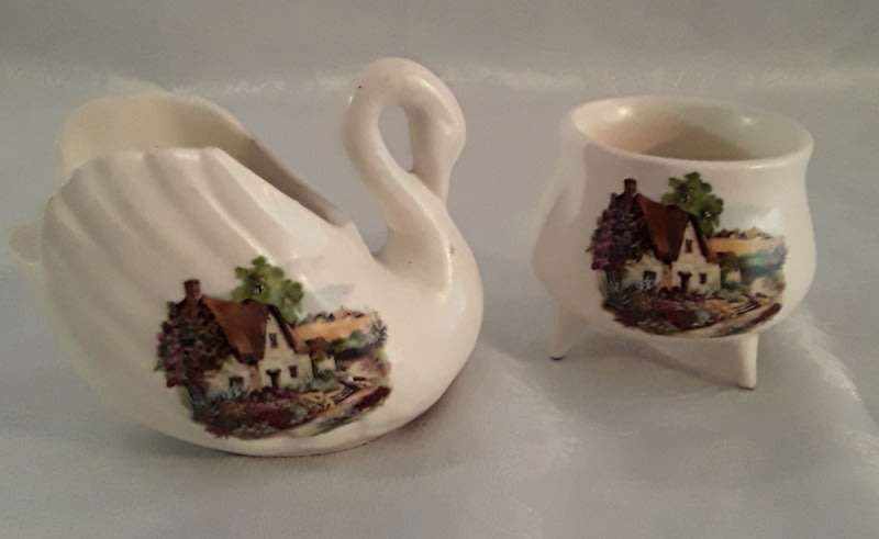 Pair of matching ornaments  English country Scene