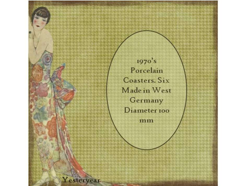 1970s Porcelain Coasters. Six  Made in West Germany