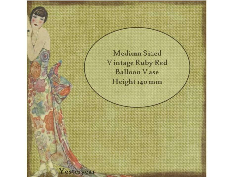 Medium Sized Vintage Ruby Red Balloon Vase