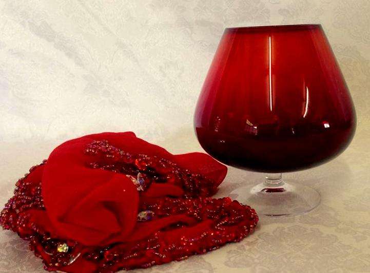 Medium Sized Vintage Ruby Red Balloon Vase