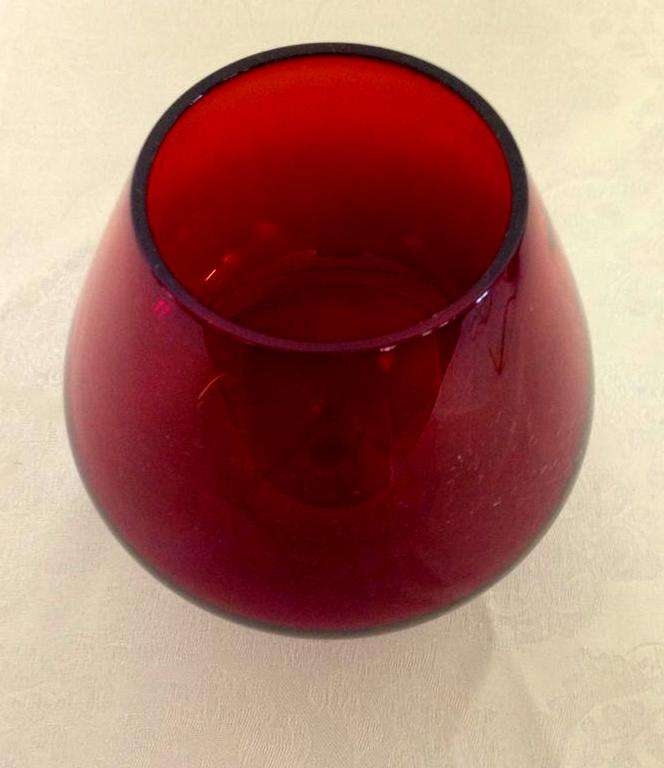 Medium Sized Vintage Ruby Red Balloon Vase