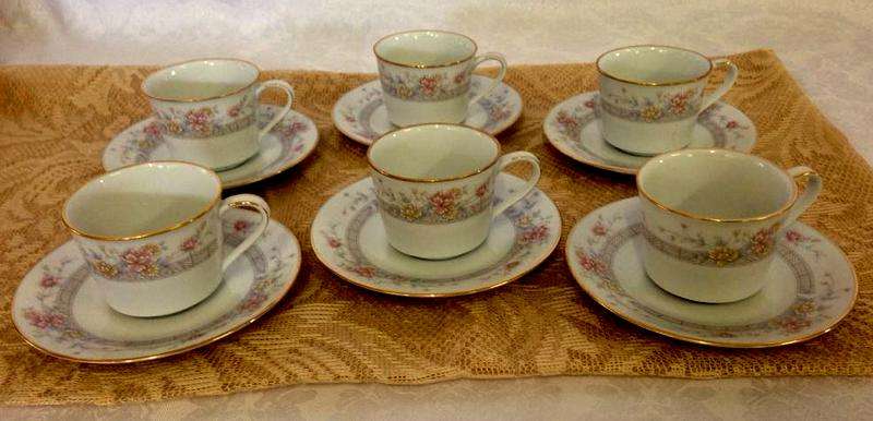 Noritake Legendary Dream Street Demitasse Coffee Cups and Saucers