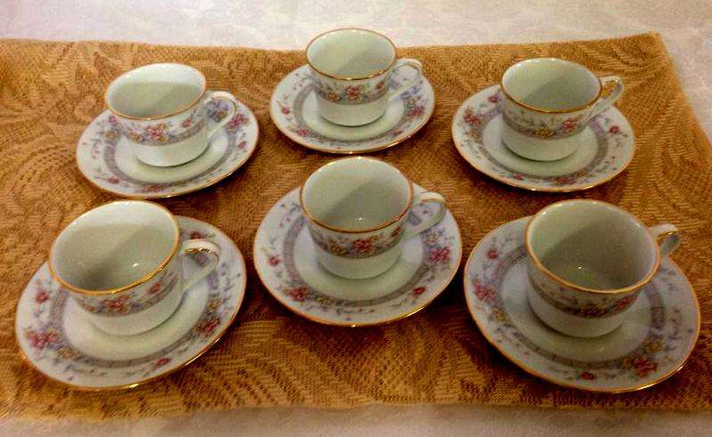 Noritake Legendary Dream Street Demitasse Coffee Cups and Saucers
