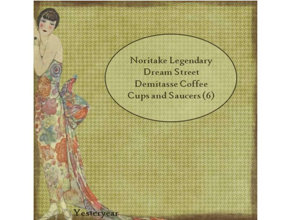 Noritake Legendary Dream Street Demitasse Coffee Cups and Saucers