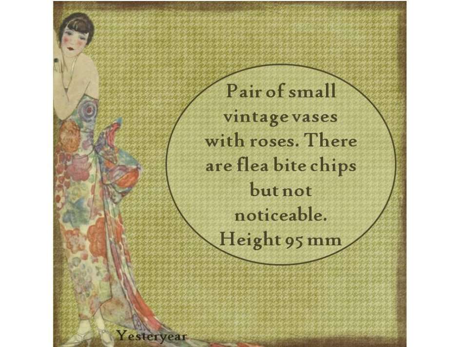 Pair of small vintage vases with roses