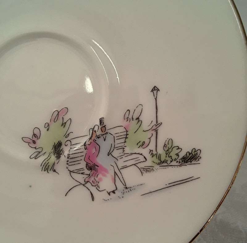 Vintage hand painted Bareuther Bavaria Demitasse duos (four)