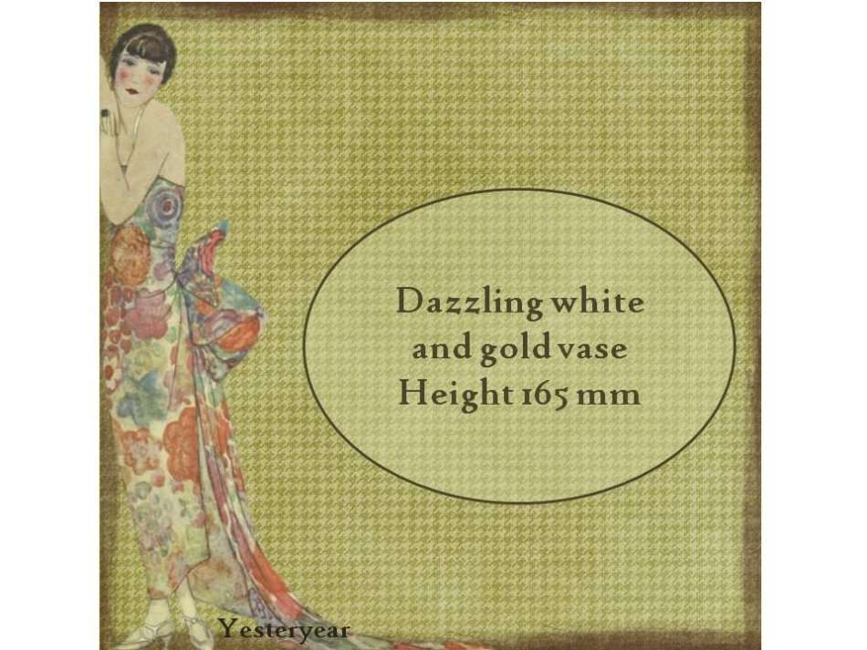 Dazzling vintage white and gold vase