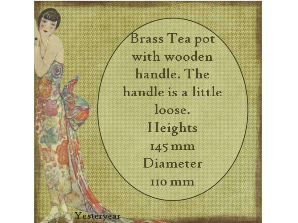 Brass Tea pot with wooden handle (Please read description)