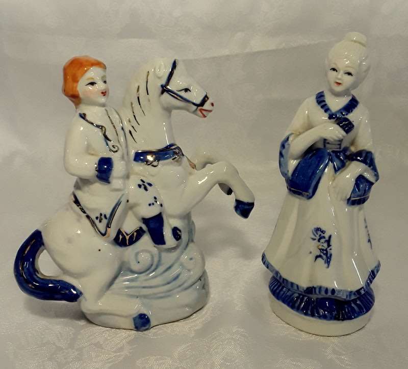 Blue and White Vintage Style Figurines