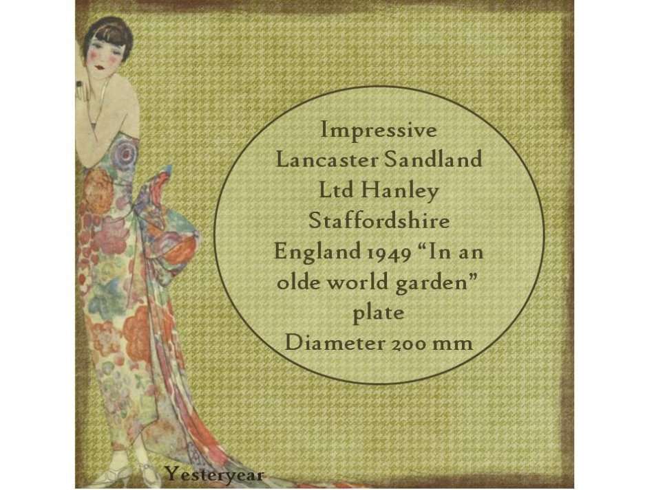 Impressive  In an olde world garden  Lancaster Sandland Ltd Hanley Staffordshire England 1949