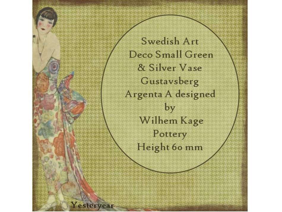 Swedish Art Deco Small Vase Gustavsberg Argenta A Design by Wilhem Kage