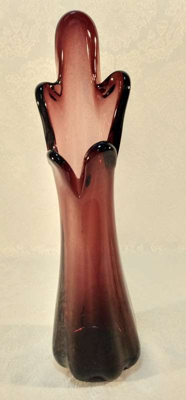 Vinking Swung Glass Finger vase 1950s Amethyst