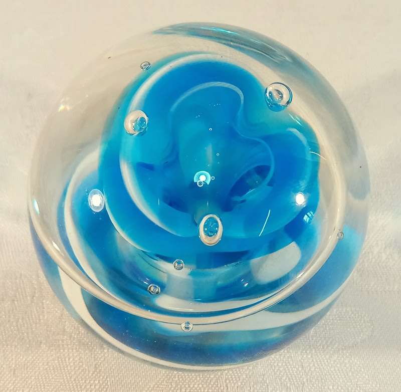 Captivating Glass paperweight with blue