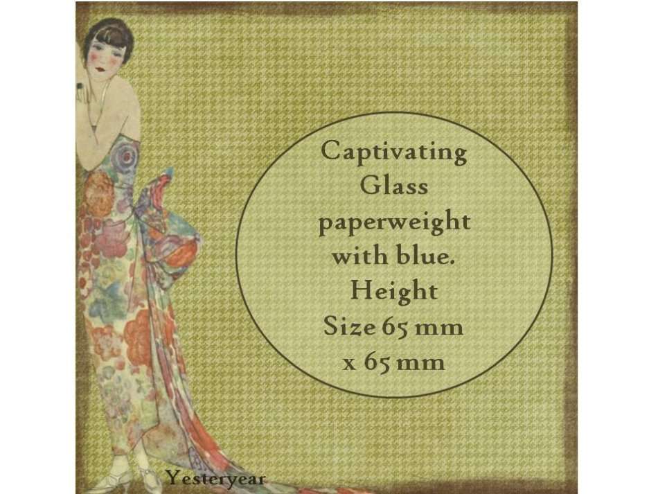 Captivating Glass paperweight with blue