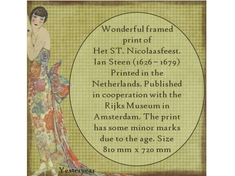 Framed print of Het ST. Nicolaasfeest. Ian Steen (1626-1679) Printed in the Netherlands