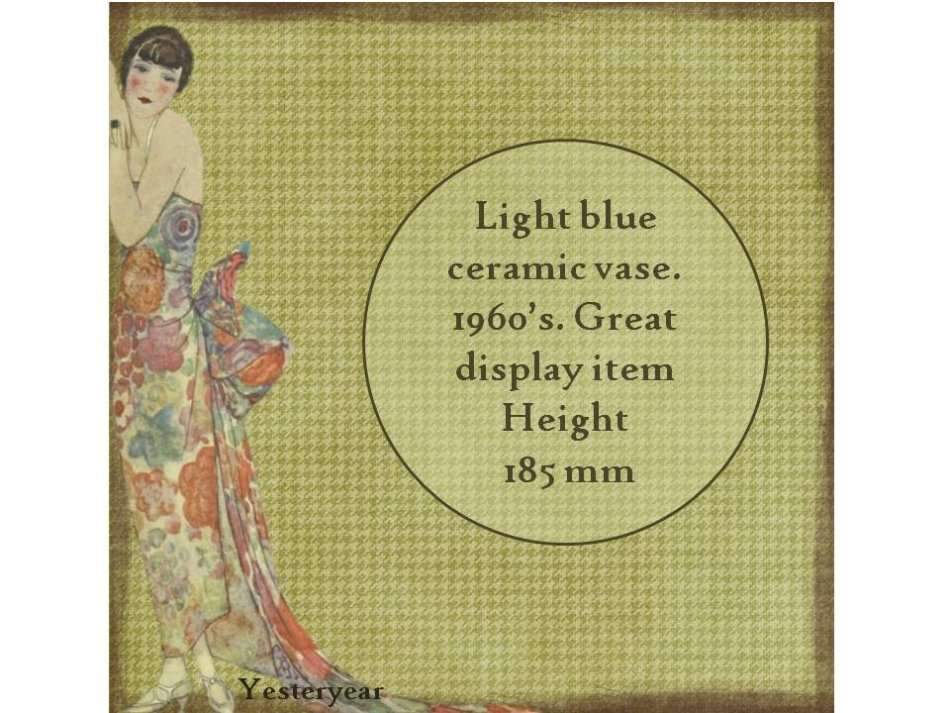 Light blue ceramic vase. 1960s.