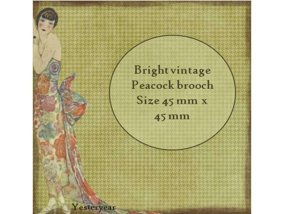 Bright vintage Peacock brooch