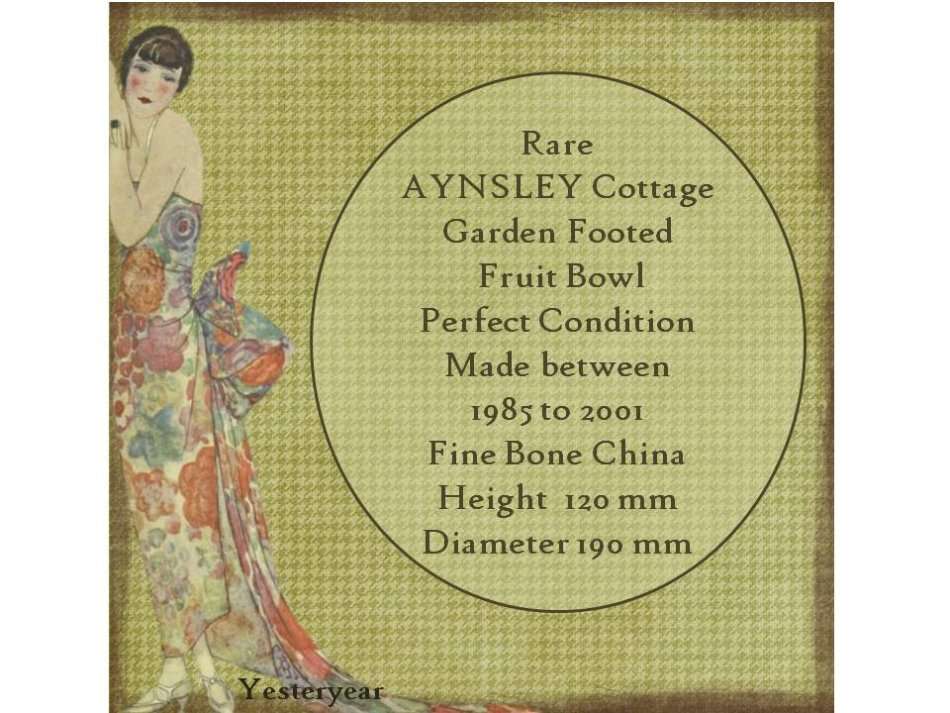 Rare  AYNSLEY Cottage Garden Footed  Fruit Bowl  Perfect Condition