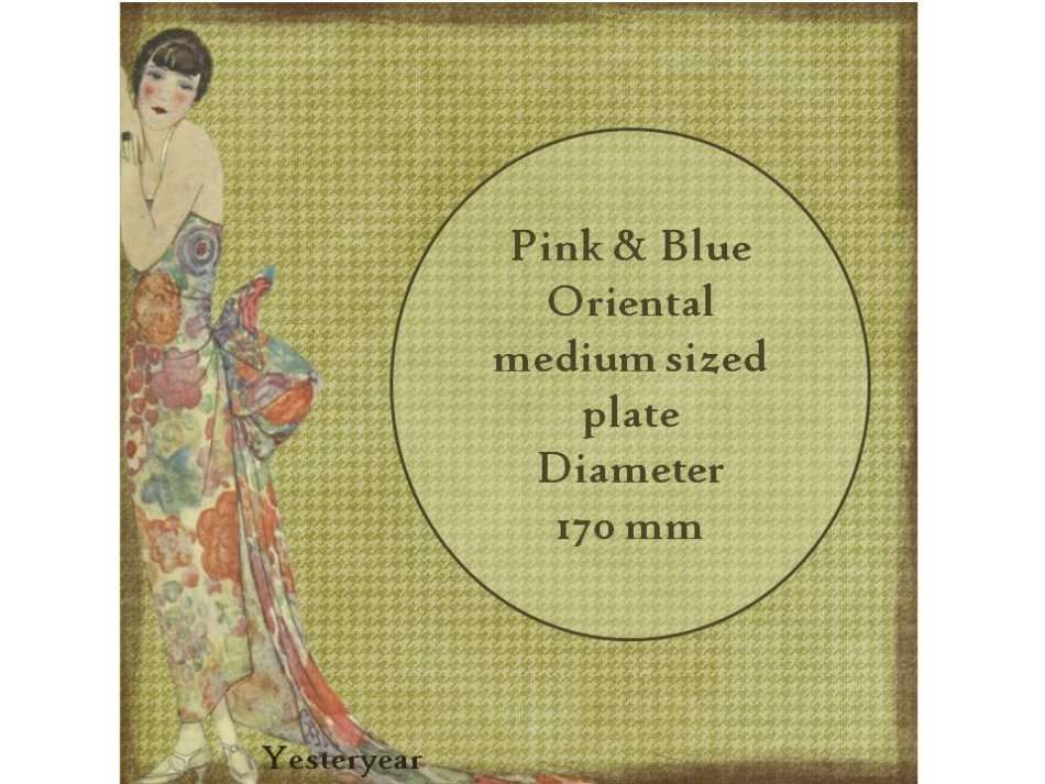 Pink & Blue Oriental medium sized plate